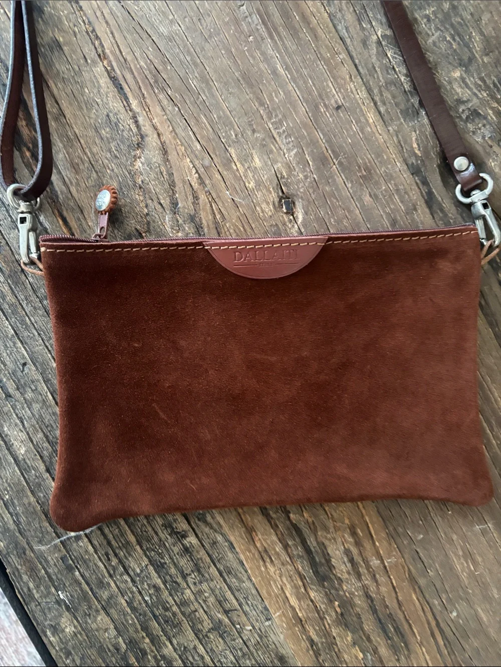 Brown Suade Crossbody Bag - Dallaiti Italy